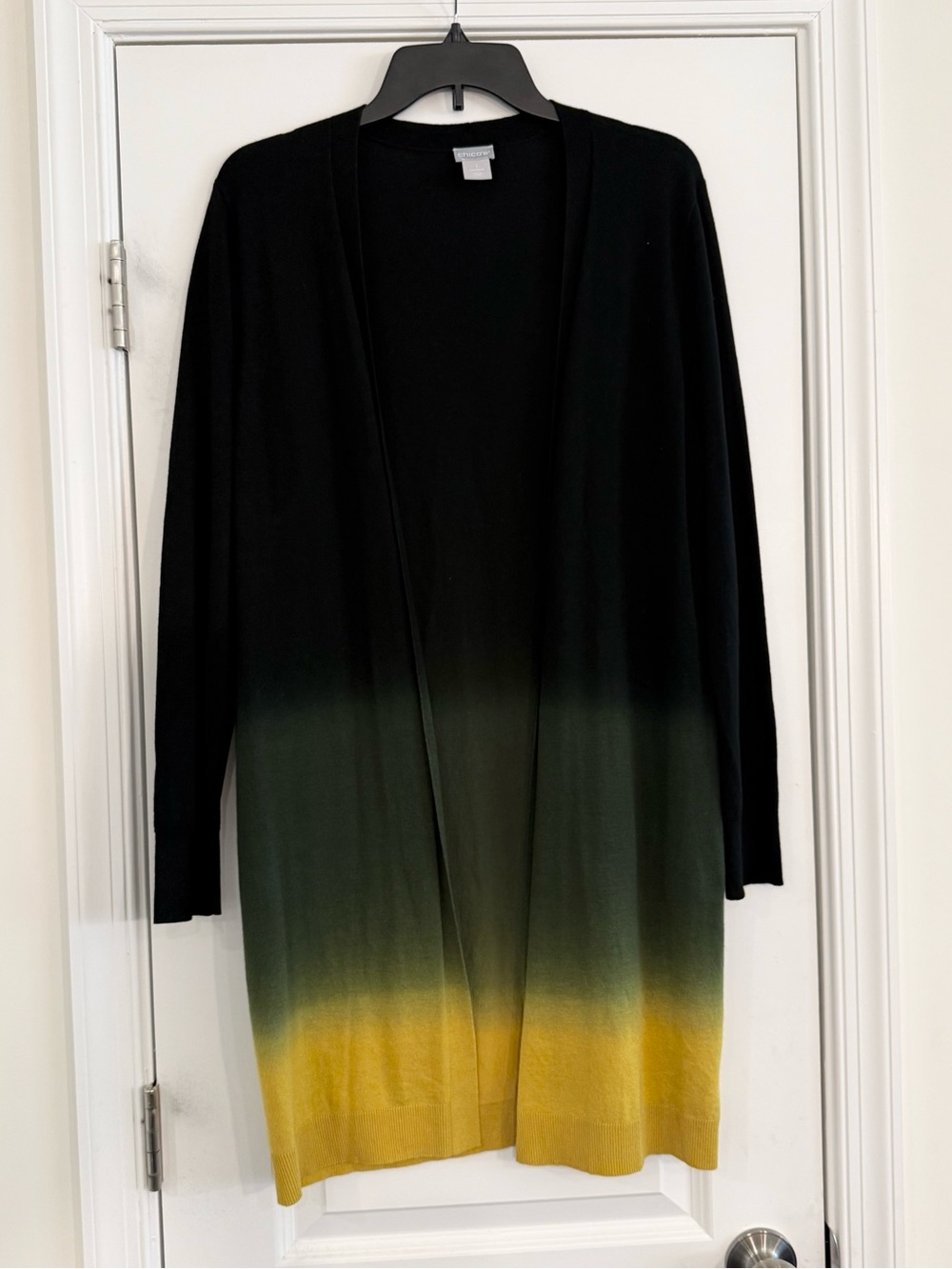 Chico’s Open Front Long Cardigan Ombre Women’s Size 1 Medium Business Casual
